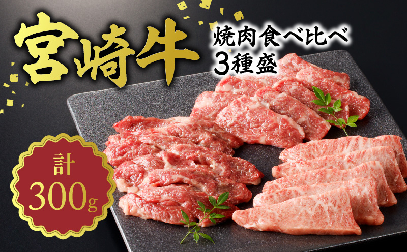 宮崎牛焼肉食べ比べ3種盛合計300g N0140-YA580