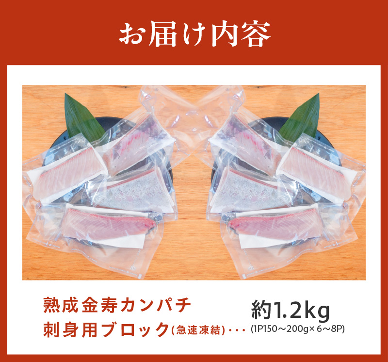 冷凍熟成金寿カンパチ1200ｇ（刺身用ブロック） N015-YC077