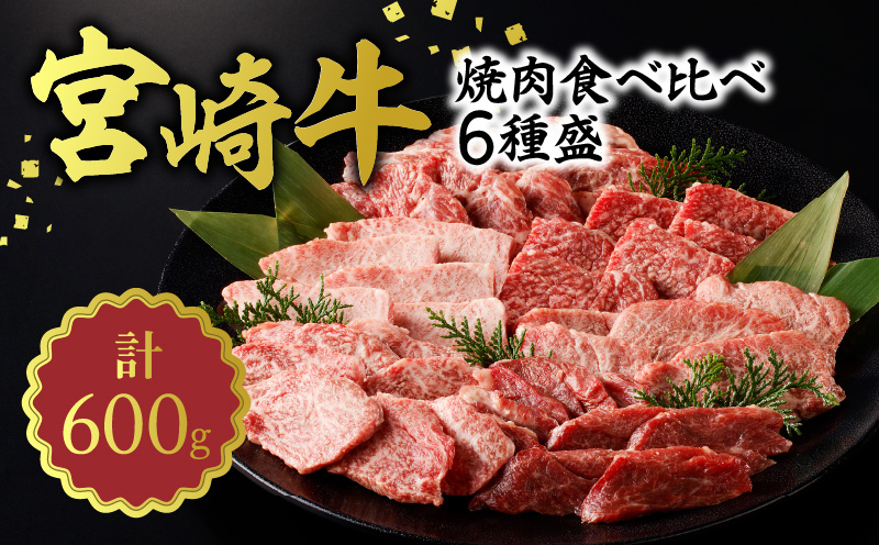 宮崎牛焼肉食べ比べ6種盛600g N0140-YZB237