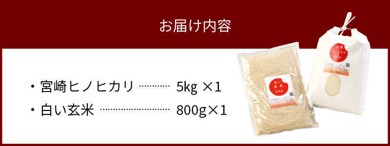 宮崎ヒノヒカリ 延岡産 白米と白い玄米セット 合計5.8kg A148