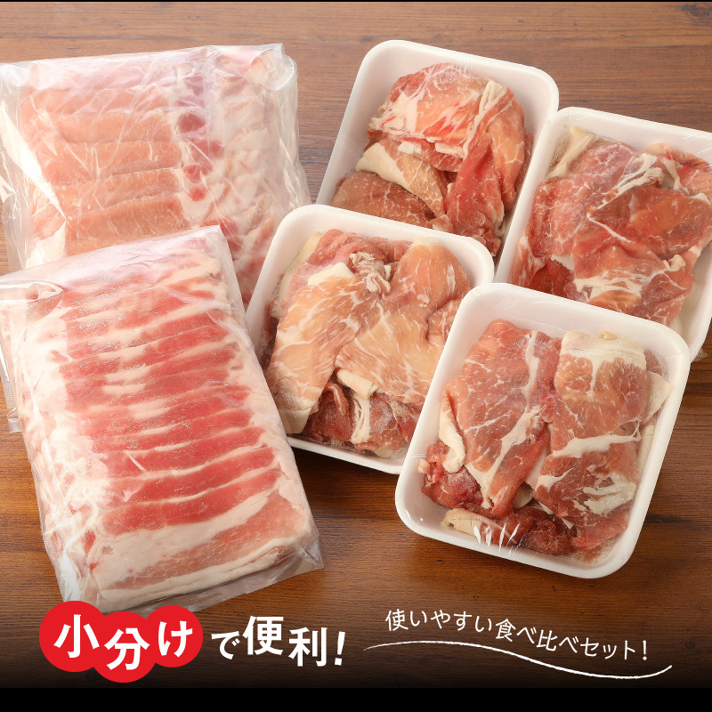 豚肉 食べ比べ セット 2kg 切り落とし ウデ モモ肉 ロース バラ 冷凍 送料無料　A0163