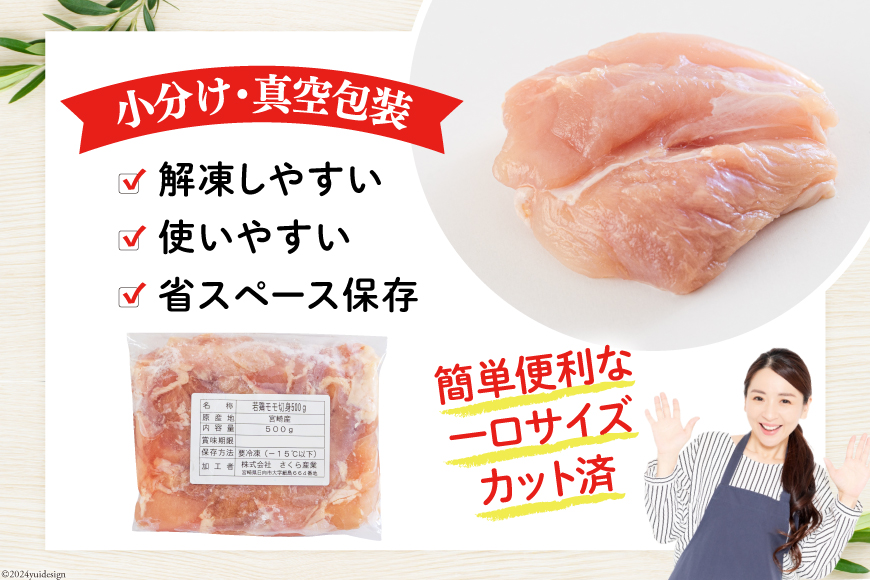 鶏肉 3回 定期便 もも肉 若鶏もも肉 切身 500g ×6p 総計 9kg [九州児湯フーズ 宮崎県 美郷町 31ai0014] 冷凍 小分け 若鶏 もも モモ 鳥もも肉 鶏 真空パック カット