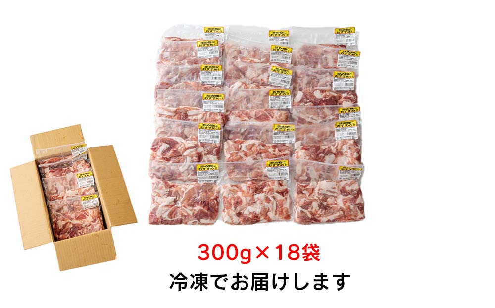 豚肉 小分け 切り落とし 300g×18袋 合計5.4kg [甲斐精肉店 宮崎県 美郷町 31as0047] 冷凍 宮崎県産 豚肉 送料無料 ウデ 腕 切落し 炒め物 料理 調理 おかず 大容量 真空包装 収納スペース 豚丼 生姜焼き 豚汁 BBQ バーベキュー キャンプ 焼肉