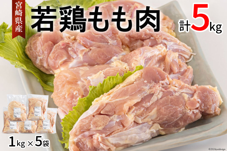 鶏肉 もも肉 宮崎県産 若鶏 もも 1kg × 5 計5kg [アグリ産業匠泰 宮崎県 美郷町 31be0037] 肉 鳥肉 とりにく 冷凍 小分け 個包装 モモ 鶏もも 鶏モモ