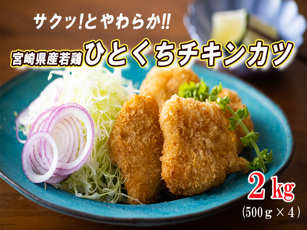 宮崎県産 若鶏 一口 チキンカツ 500g×4袋 合計2kg