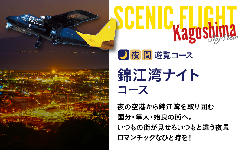 【夜間遊覧飛行】錦江湾ナイトコース　ブリテンノーマン式BN2B型（大人9名まで）　K222-FT009