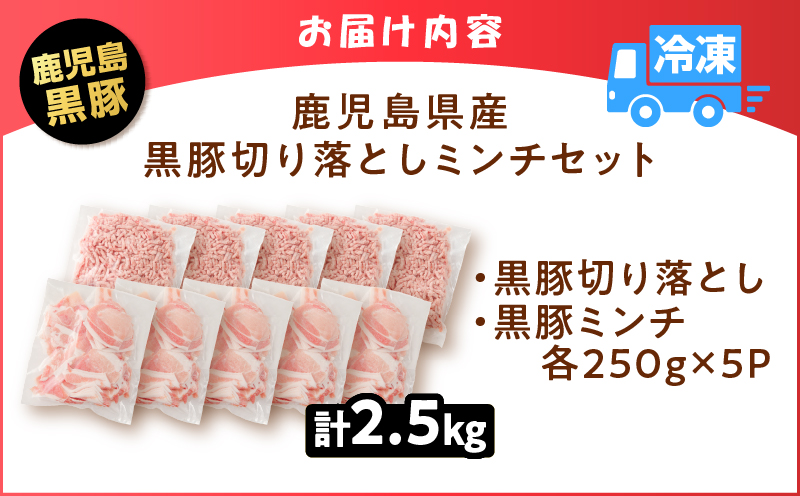 鹿児島県産 黒豚切り落としミンチセット 2.5kg　K025-014_05