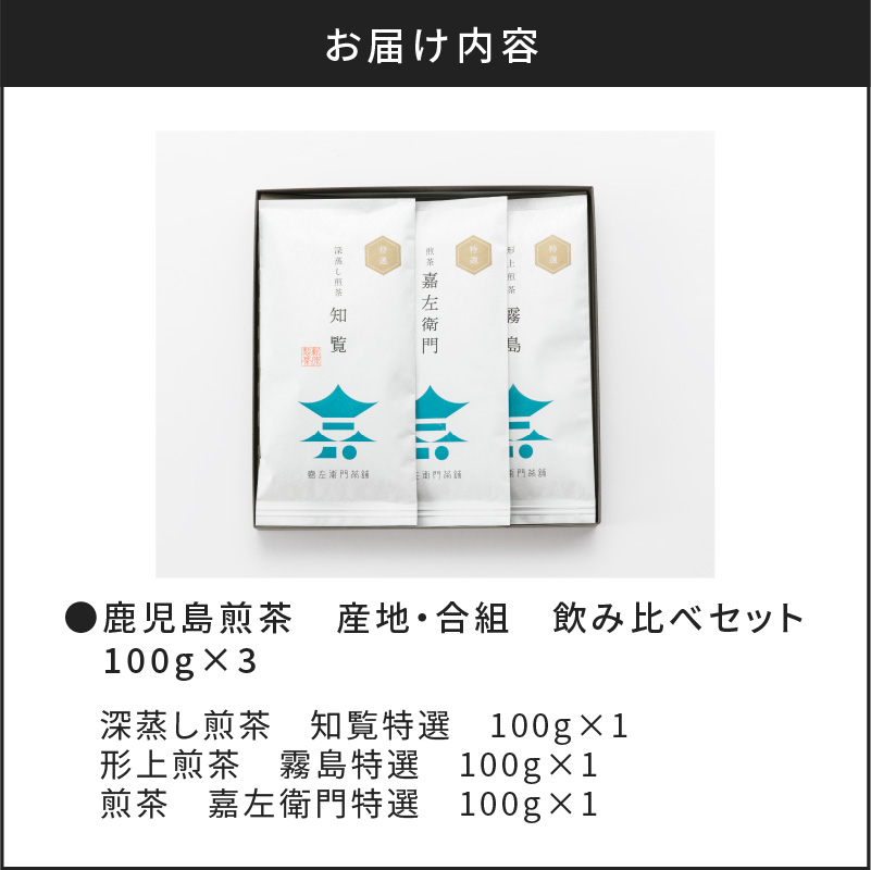 【新茶】【2024年6月30日までの申込限定】鹿児島煎茶　産地・合組　飲み比べセット　100g×3　K112-001_shincha