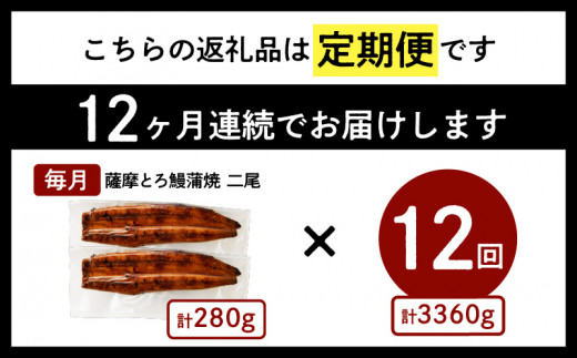 【全12回定期便】薩摩とろ鰻蒲焼二尾　K190-T02