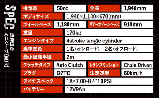 法律適合ミニジープ【MJR】　K212-002