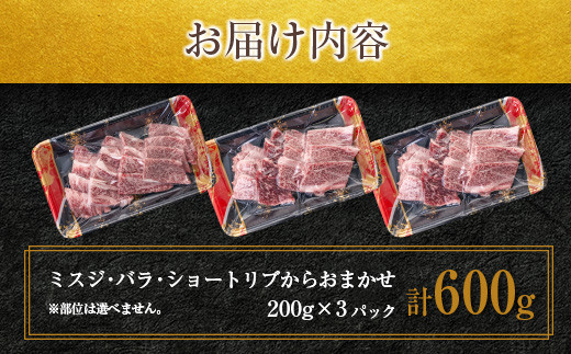 鹿児島県産黒毛和牛おまかせ焼肉600g 　K208-015