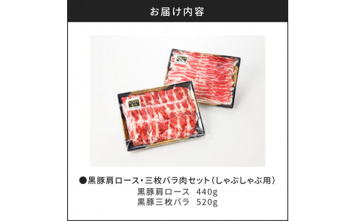 【肉のヨコムラ】鹿児島県産 黒豚肩ロース・三枚バラ肉セット（しゃぶしゃぶ用）　K189-002