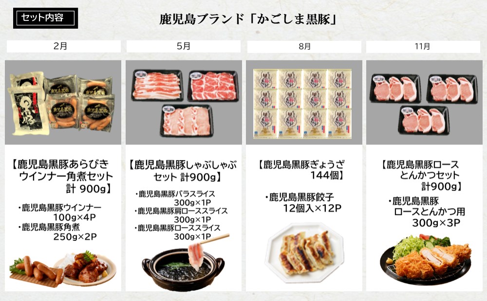 【JA食肉かごしまの定期便 全4回】ブランド黒豚「かごしま黒豚」 お肉とお惣菜の定期便