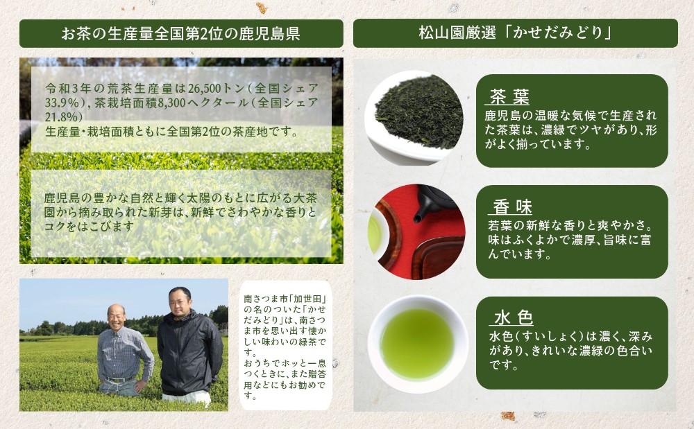 【鹿児島県産緑茶】かせだみどり（80g×3袋） ＜2024年新茶：5月上旬発送開始＞