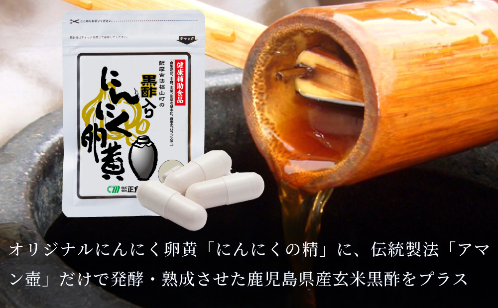 【健康補助食品】黒酢入りにんにく卵黄 （31粒入り×2袋） にんにく 卵黄 健康食品 ニンニク 玄米 黒酢 発酵 健康 元気の源 オリジナル 正食研究所 南さつま市