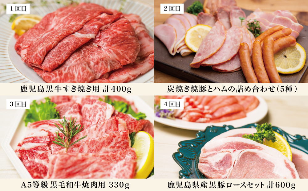 畜産王国・南さつま市のオールスター厳選お肉定期便（10回）牛肉 豚肉 すき焼き しゃぶしゃぶ 赤身 焼肉 味噌漬け 冷凍 定期便 鹿児島 南さつま市