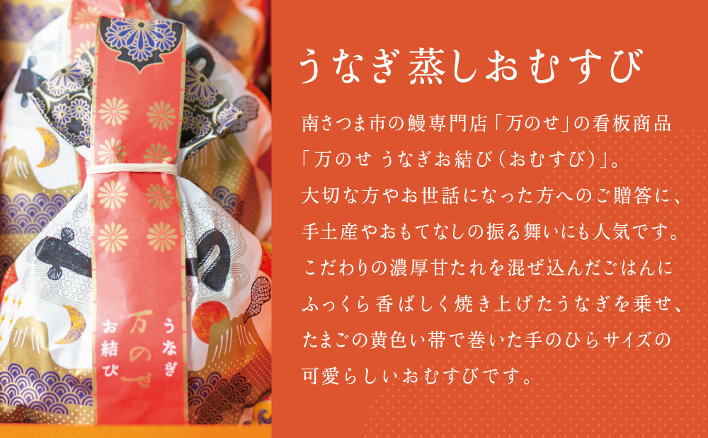 【鹿児島県産 鰻】うなぎ専門店「万のせ」 うなぎ蒲焼2尾（手焼き）とおむすび6個セット 詰め合わせ ギフト 贈答品 国産 鹿児島うなぎ 手焼き 鰻 蒲焼き ウナギ うなぎ蒸しおむすび 土用の丑 丑の日