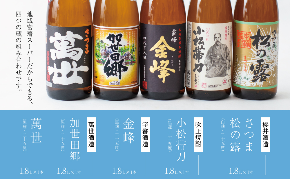 【本格芋焼酎】南さつま厳選芋焼酎1.8L 5本セット（翠） 飲み比べ 家飲み 宅飲み 芋焼酎 お酒 ギフト ご贈答 お湯割り 水割り ロック 南さつま市 プレゼント 記念品