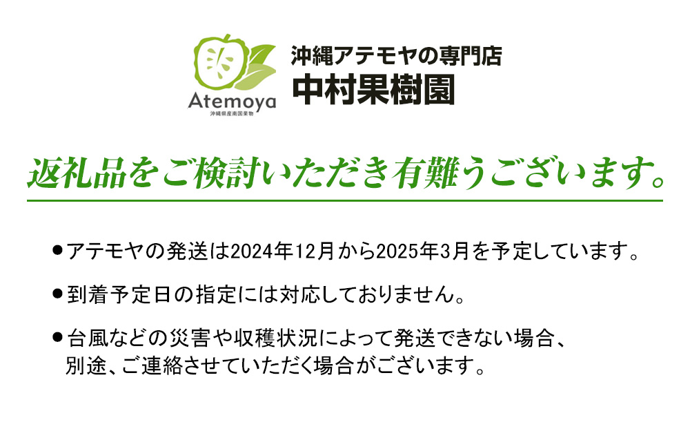 【2024年12月中旬から順次発送】アテモヤ 1kg “森のアイスクリーム”とも呼ばれる希少なフルーツ