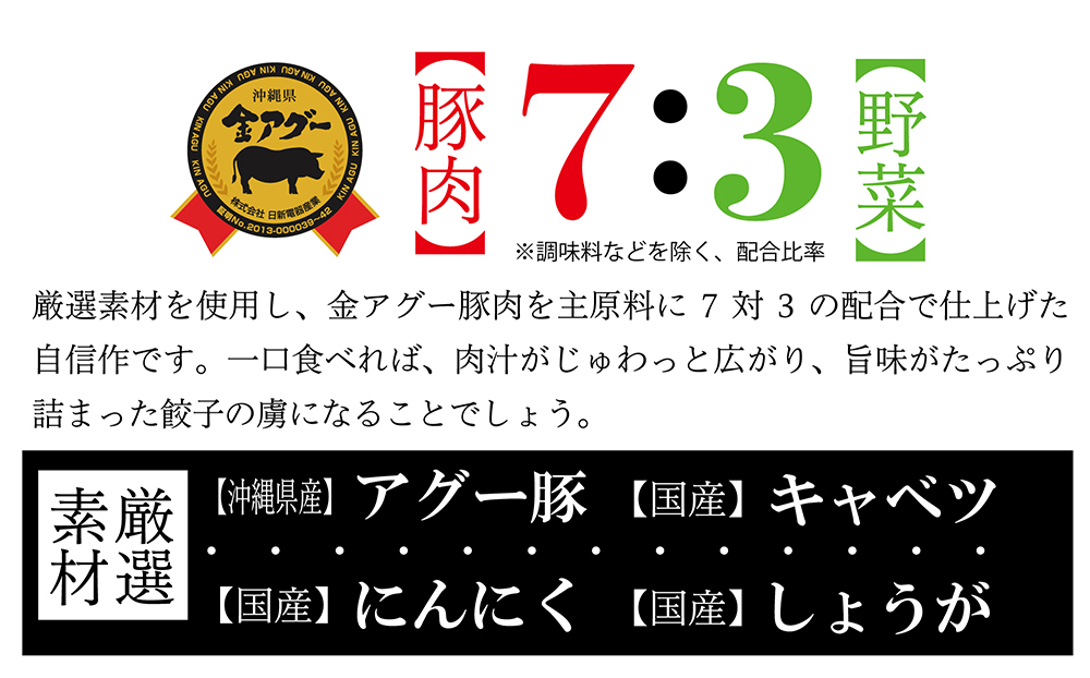 沖縄県産　金アグー　肉餃子　どっさり　360個入り　12個×30パック