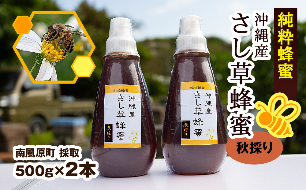 純粋蜂蜜　沖縄産　さし草蜂蜜　秋採り　500g×2本　南風原町採取